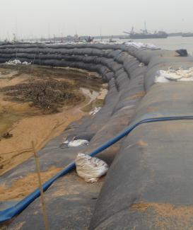 River bank protection sand bags